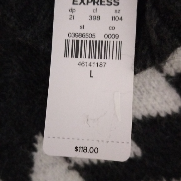 Express Mens Textured Fair Isle Turtleneck Sweater Charcoal Gray Size Large - Picture 6 of 6